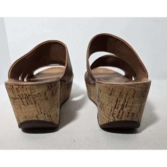 Chocolat Blu Morgan Wedge Sandal Strappy Size 9 Tan Leather - Picture 7 of 9